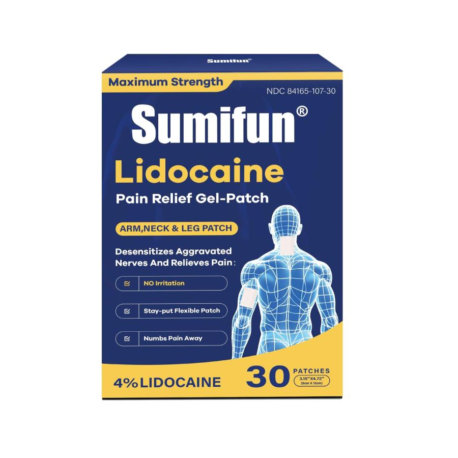 Sumifun — Sumifun 4% Lidocaine Pain Relief Patches — 54 Count, for Back, Shoulder, Muscle, Joints, Knee Pain Relief
